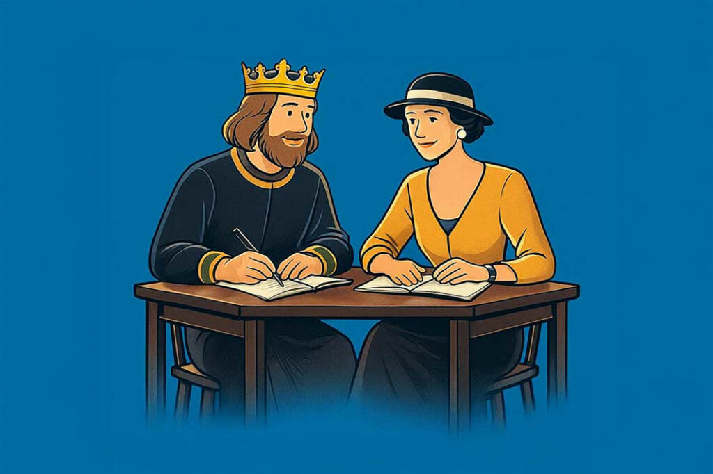 Illustration of French historical figures from Learn French Through History by Jérôme Vanbaelinghem